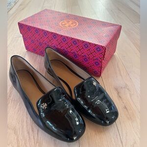 Tory Burch Cap-Toe Flats Black leather 8.5 Women’s
